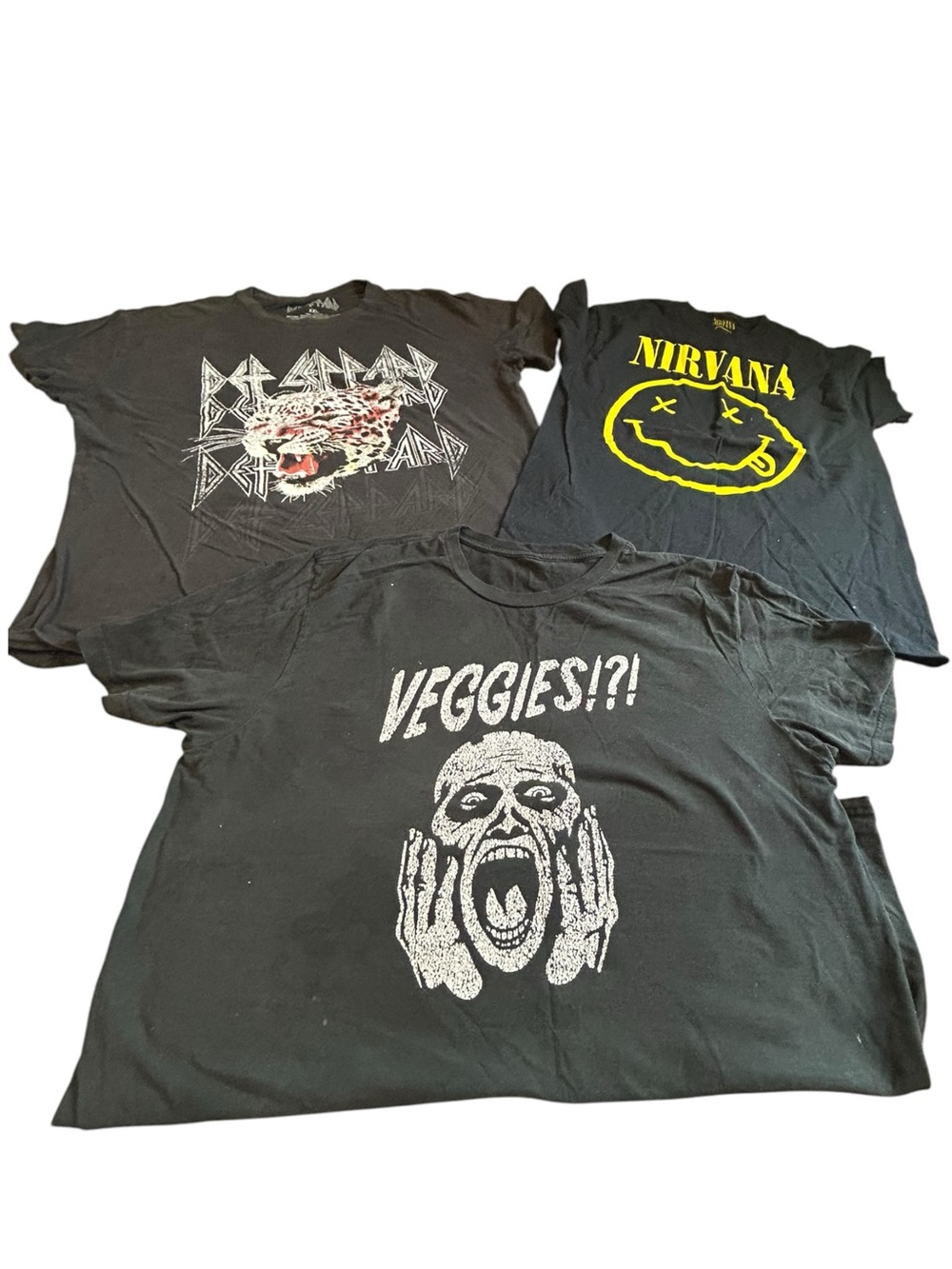 Band Tee Bundle Nirvana Def Leppard Veggies Graphic T Shirts M XL XXL